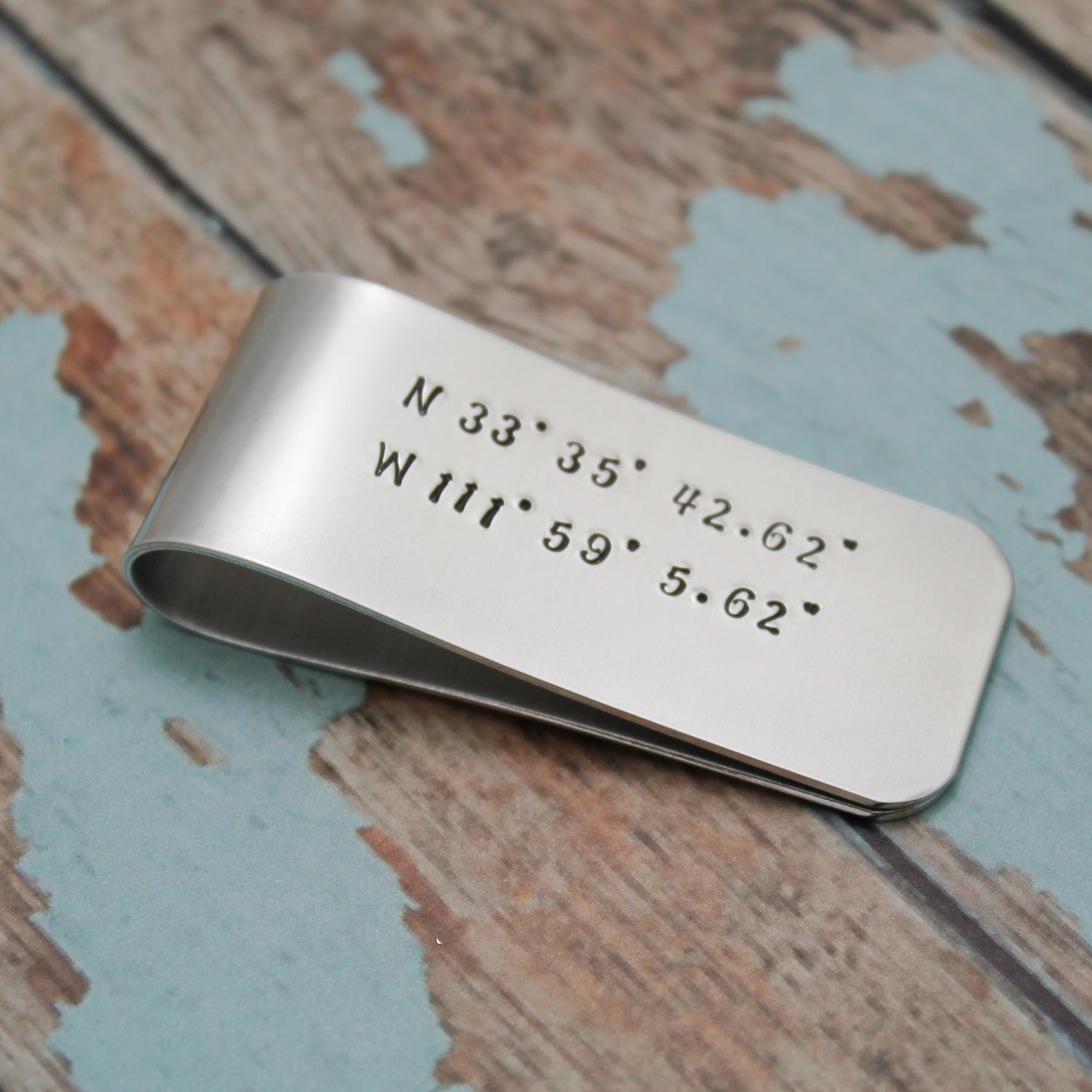 Coordinates Money Clip, Longitude Latitude Money Clip, Gifts for Him, Father's Day Gift, Groom Gift, Anniversary Gift, Personalized