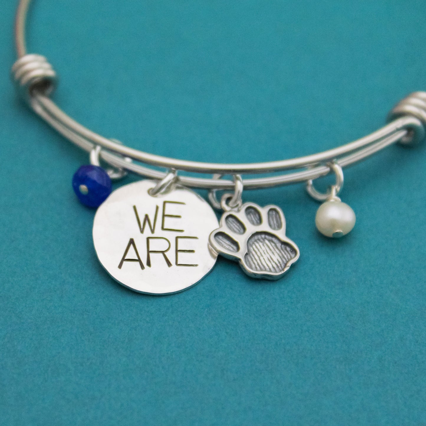 We Are Bangle, Penn State Bracelet, Nittany Lions Gift, PSU Grad Gift, Graduation Gift for Penn State, Hand Stamped Jewelry