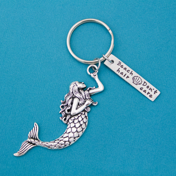 Mermaid Keychain, Sand Dollar Keychain, Starfish Keychain, Crab Key Chain, Sea Horse Key Chain, Beach Lover Gifts, Personalized Hand Stamped