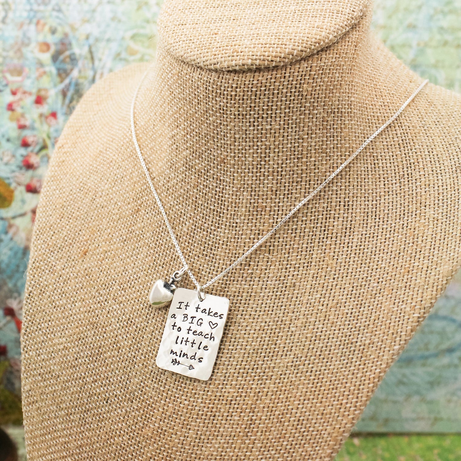 It Takes a Big Heart to Teach Little Minds Teacher Necklace, Teacher Apple Gift, Back to School Gift, Gift for Teacher, Unique Hand Stamped