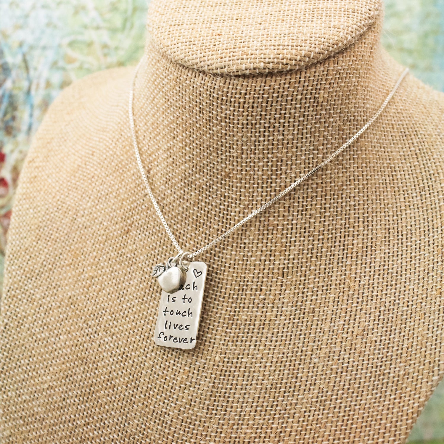 To Teach is to Touch Lives Forever Teacher Necklace, Unique Teacher Gift, Back to School Gift, Apple Teacher Necklace, Gift for Teacher