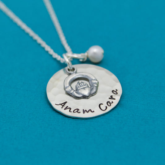 Anam Cara Friends Necklace, Best Friends Gift, Friends Necklace, Celtic Jewelry, Besties Necklace, Hand Stamped Necklace, Anam Cara Necklace