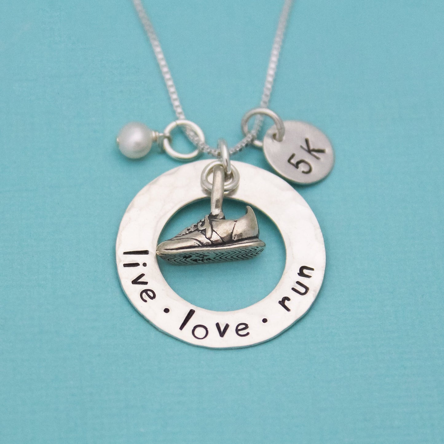 Running Jewelry, Live Love Run Necklace, Marathon Race Necklace, Sneaker Charm Pendant, 5K Necklace, Runner Jewelry, Running Gift