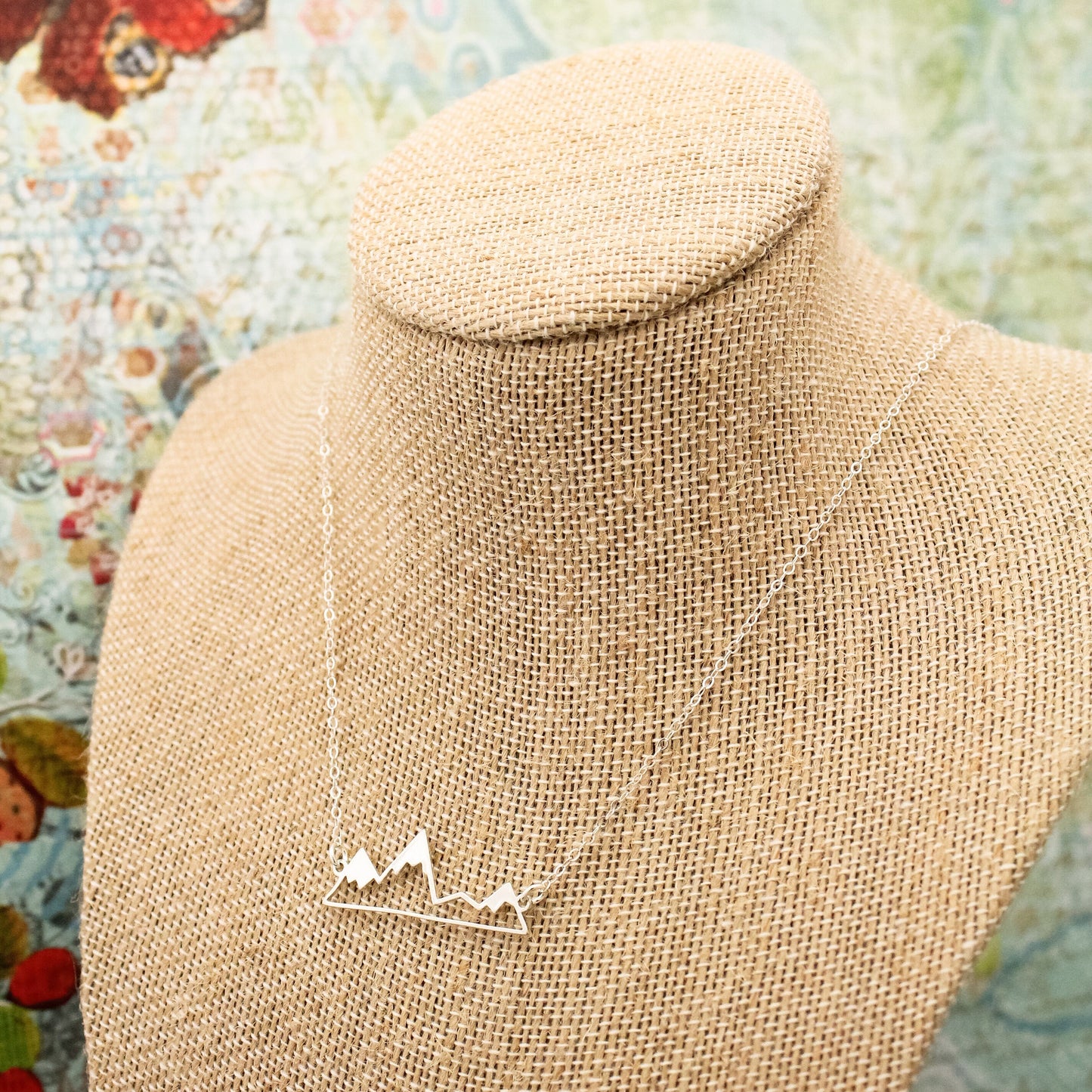 Mountain Necklace Sterling Silver, Horizontal Bar Necklace, Mountain Range Jewelry, Adventure Jewelry, Mountain Jewelry, GPNW Necklace