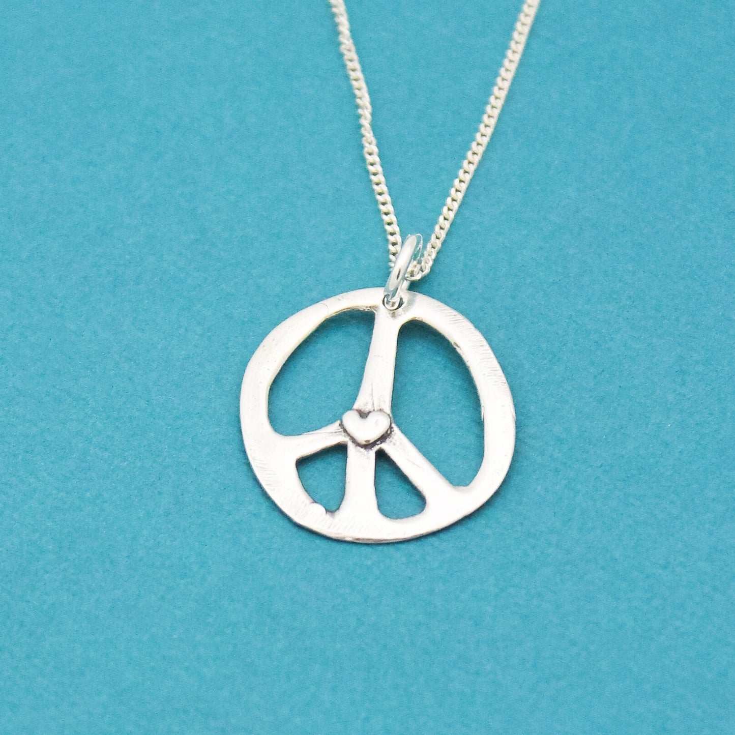 Peace Heart Necklace, Sterling Silver Peace + Love Necklace, Peace Sign Gift, Peace Love Jewelry, Birthday Jewelry Set, Peace Necklace Gift