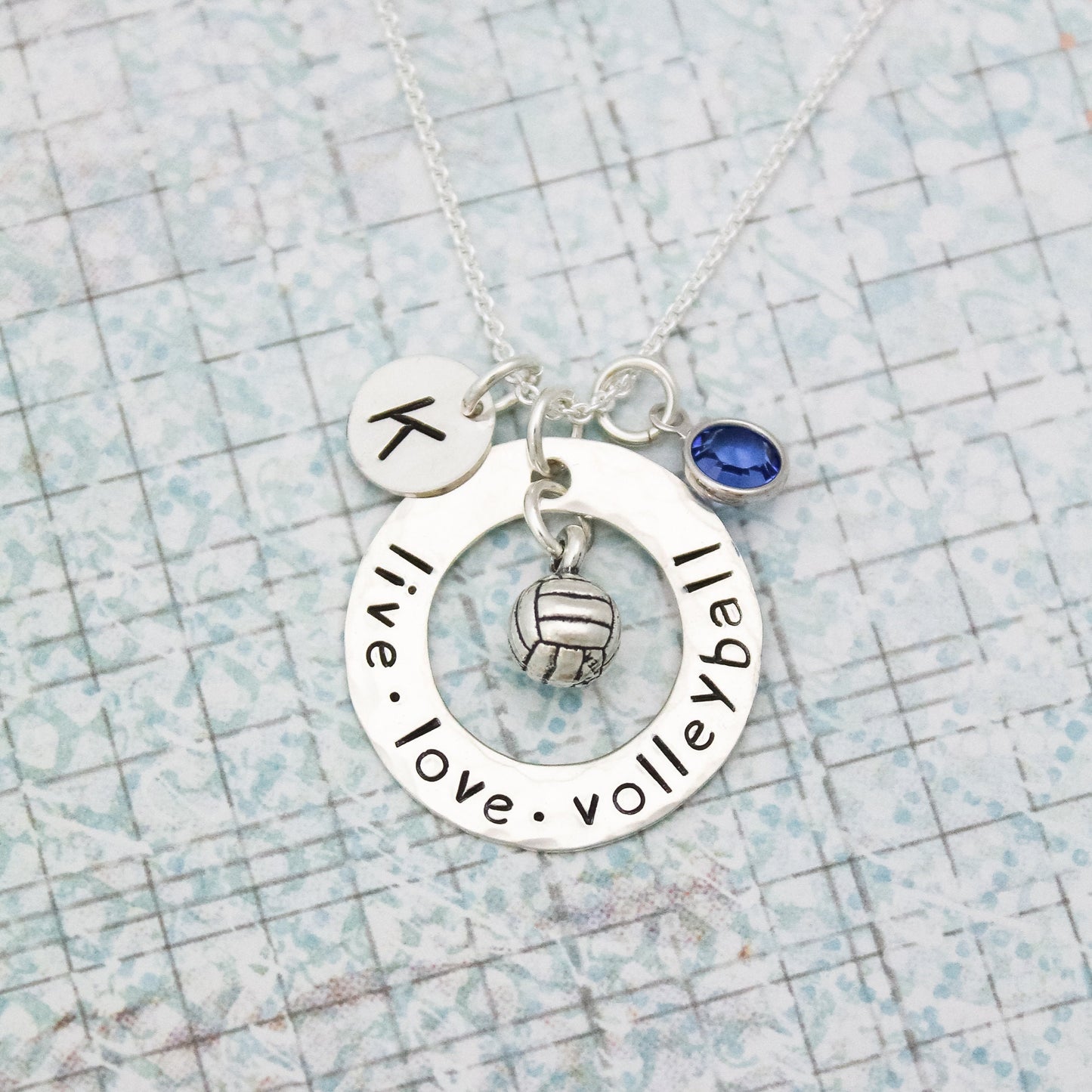 Personalized Volleyball Necklace, Volleyball Jewelry, Volleyball Team Necklace, Sterling Silver Sports Necklace, Hand Stamped