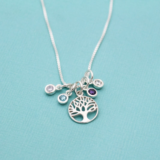 Mother's Day Gift, Personalized Family Tree Necklace, Tree of Life Necklace, Mother Birthstone Jewelry, Grandmother Jewelry