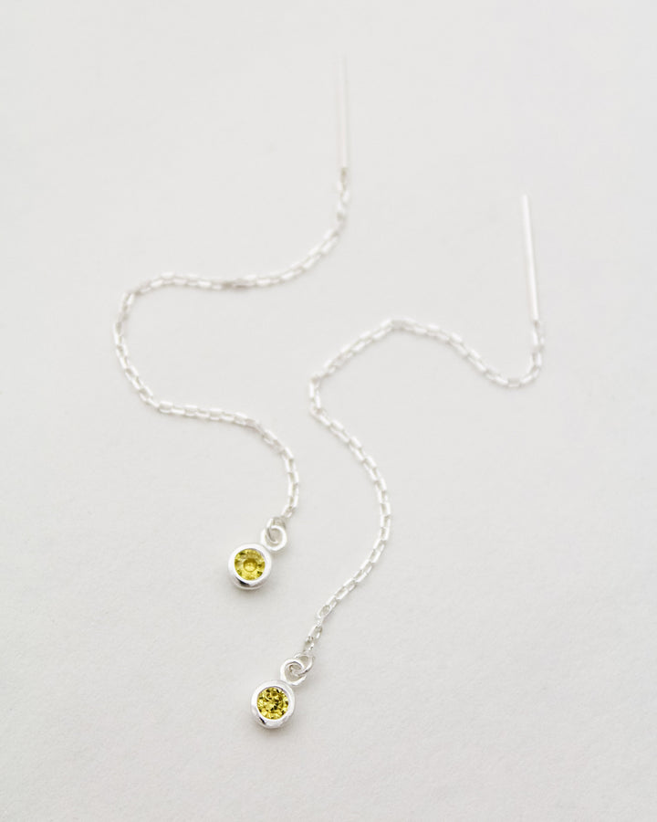 Threader Birthstone Earrings, Citrine Jewelry, November Birthday Gift, November Birthstone Jewelry, November Earrings, Sterling Silver