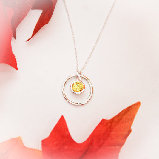 November Birthstone Necklace, November Yellow Topaz Jewelry, November Birthday Gift, November Birthstone Jewelry, Sterling Silver Necklace