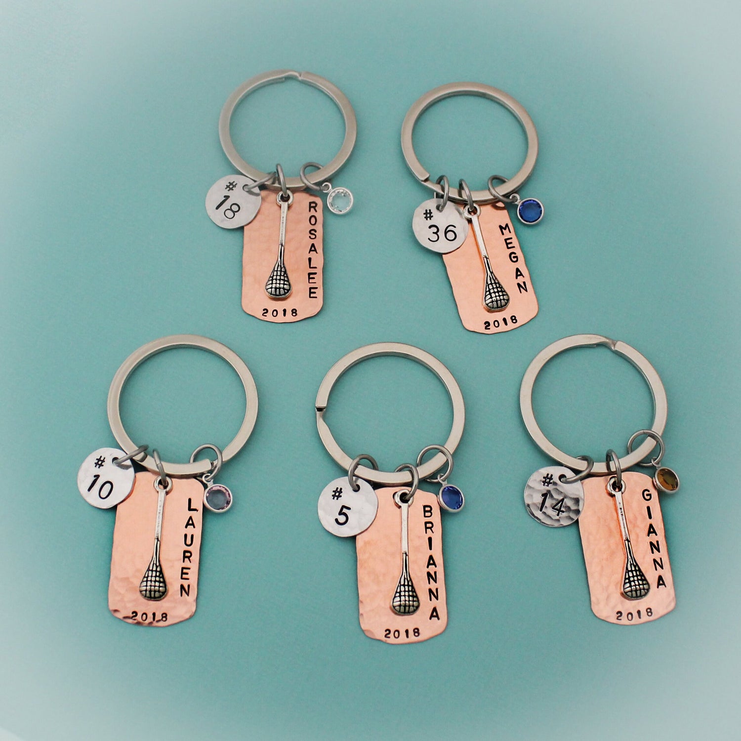 Personalized Lacrosse Team Keychain, LAX Team Gift, Copper Lacrosse Keychain, Personalized Lacrosse Keychain, Team Gift, Hand Stamped