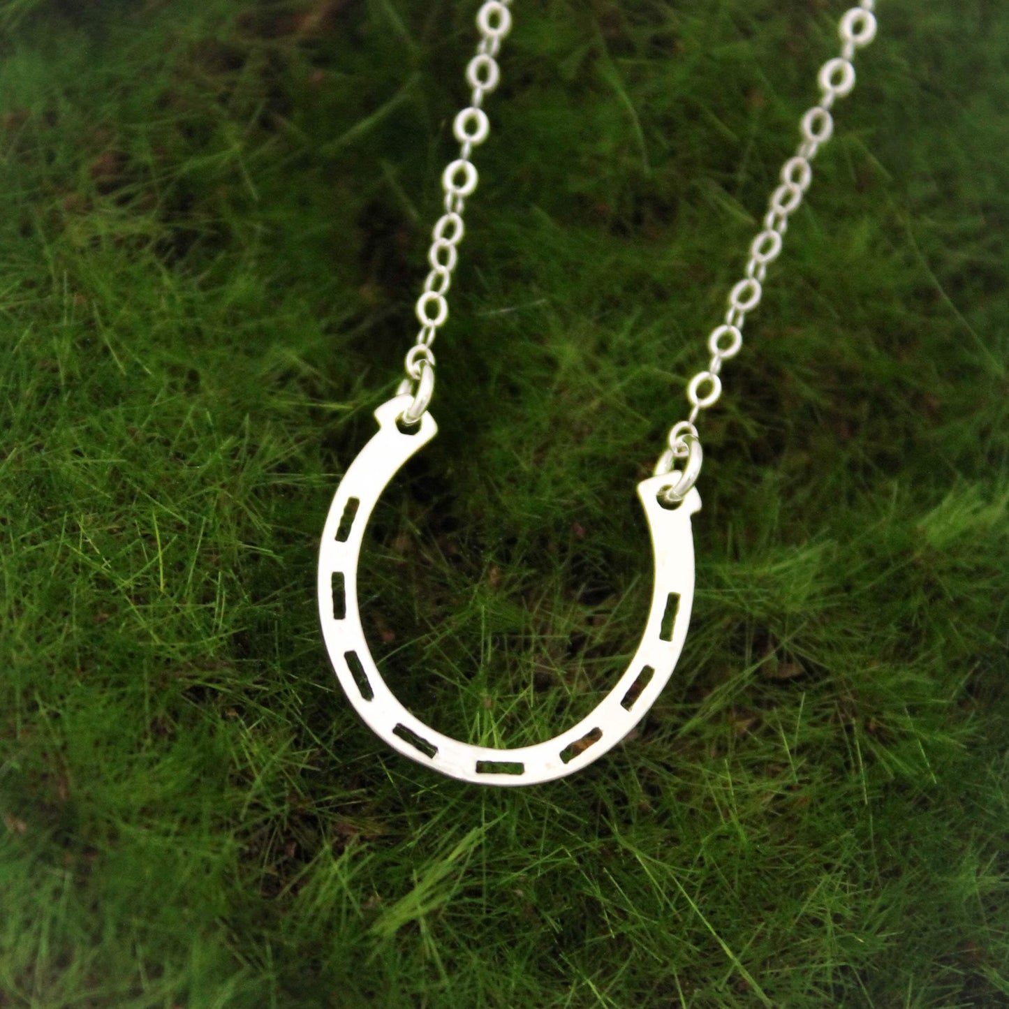 Horseshoe Bar Necklace, Lucky Necklace, Sterling Silver Lucky Charm Necklace, Silver Horseshoe Jewelry, Horizontal Horseshoe Bar Necklace