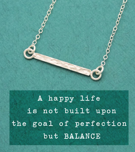 Minimalist Bar Necklace, Balance Bar Necklace, Textured Bar Necklace, Silver Bar Necklace, Gifts for Her, Yoga Jewelry