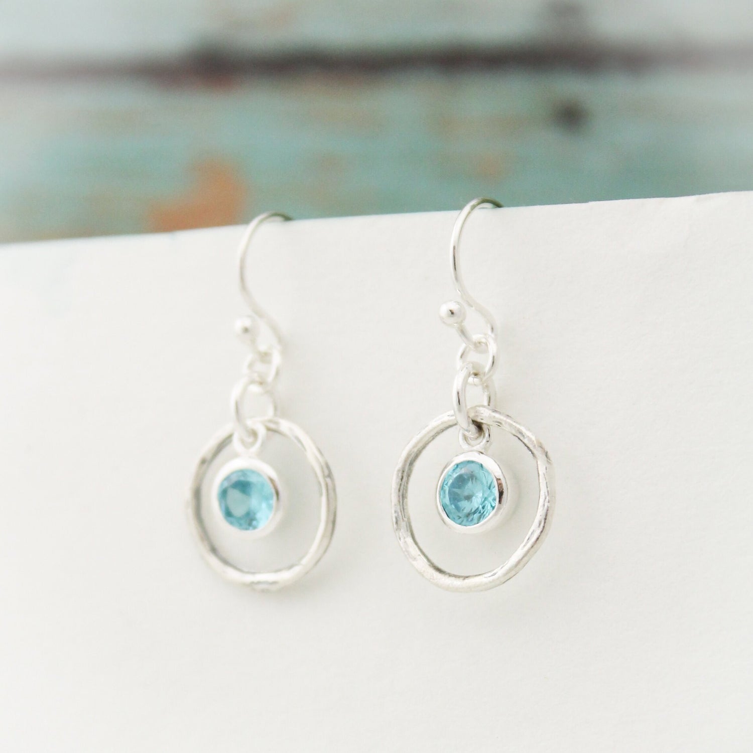 March Birthstone Ring Earrings French hooks - Main Image