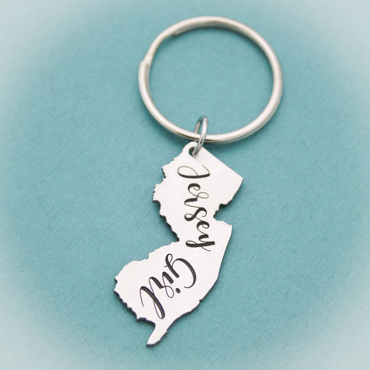 Jersey Girl Keychain, Aluminum New Jersey State Shape Keychain, Jersey Girl Gift, Gift for Her, New Jersey Keychain, NJ State Gift