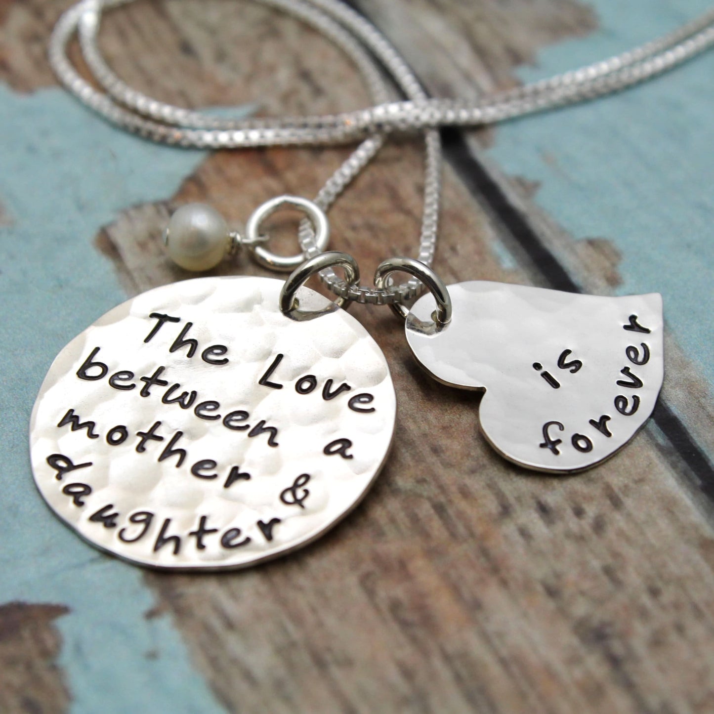 The Love Between a Mother & Daughter is Forever Necklace, Necklace for Mother, Mother's Day Gift, Sterling Silver Hand Stamped Jewelry