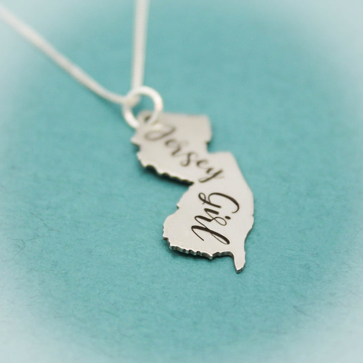 Sterling Silver Jersey Girl Necklace, Silver New Jersey State Charm Necklace, Jersey Girl Gift, Gift for Her, New Jersey Jewelry, NJ Jewelry