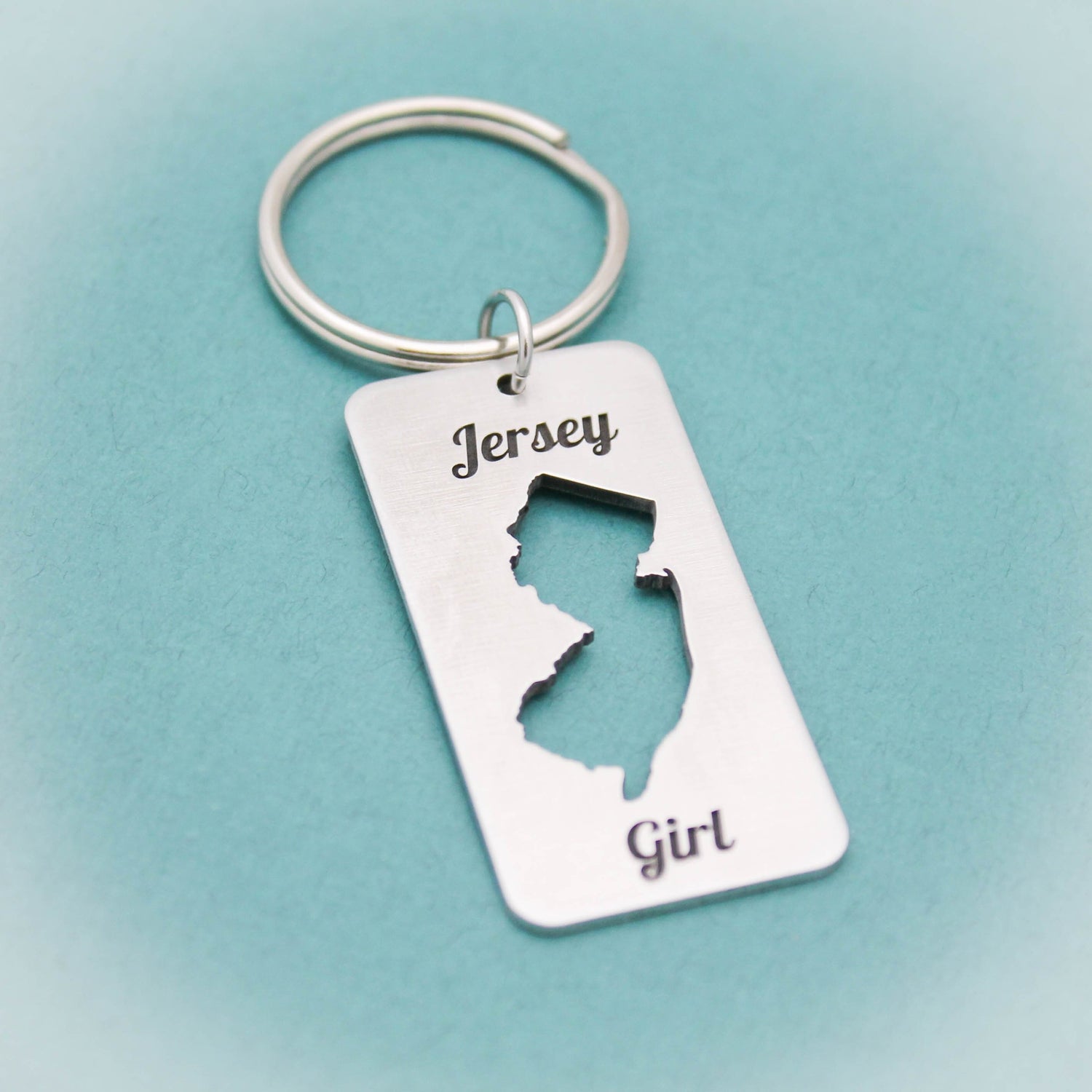 Jersey Girl Rectangle Keychain, Aluminum New Jersey State Shape Keychain, Jersey Girl Gift, Gift for Her, New Jersey Keychain, NJ State Gift