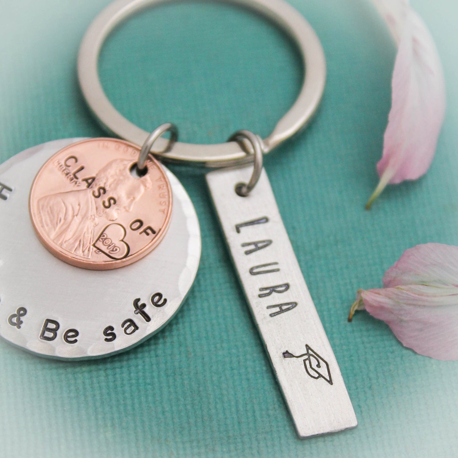 Personalized Lucky Keychain, Have Fun Be Safe Keychain Grad Gift, Lucky Grad Keychain, Graduation Gifts, Lucky Penny Keychain, Graduate Gift