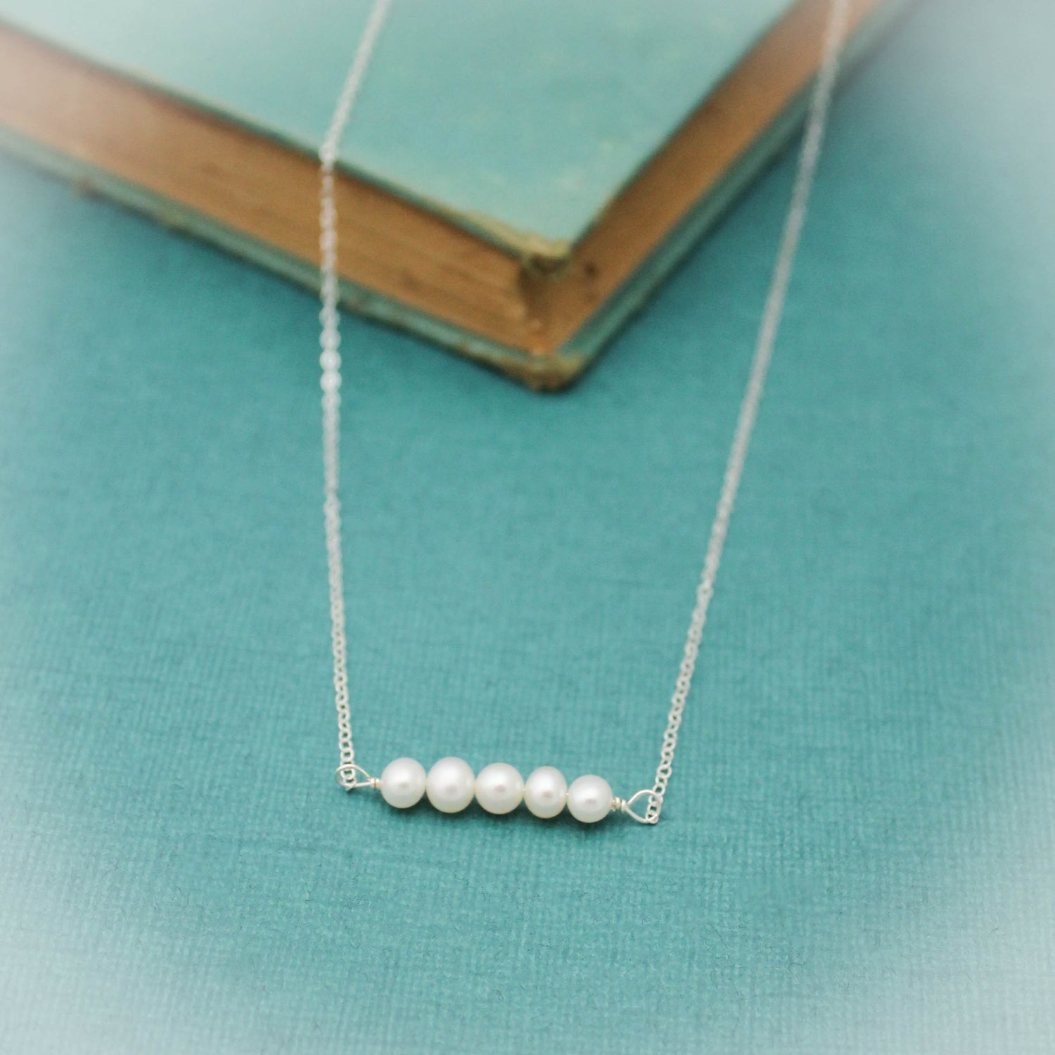Pearl Bar Necklace, June Birthday Gift, Birthstone Jewelry, Pearl Jewelry, Sterling Silver Bar Necklace, Gift for Her, Summer Cruise Jewelry