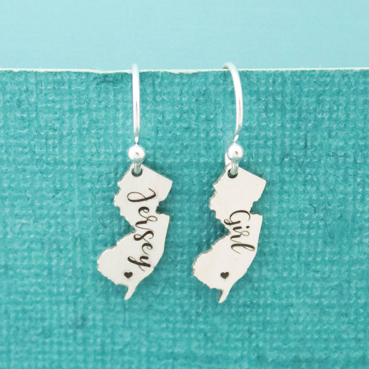 Cute Jersey Girl Earrings, Sterling Silver Jersey Girl Earrings, Jersey Girl Gift, Jersey Girl Jewelry, Gifts for Her, New Jersey Gi
