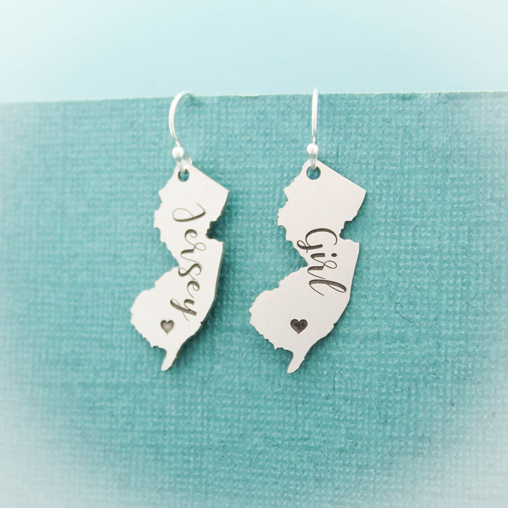 On sale Jersey Girl Earrings LG, Sterling Silver Jersey Girl Earrings, Jersey Girl Gift, Jersey Girl Jewelry, Gifts for Her, New Jersey Gift