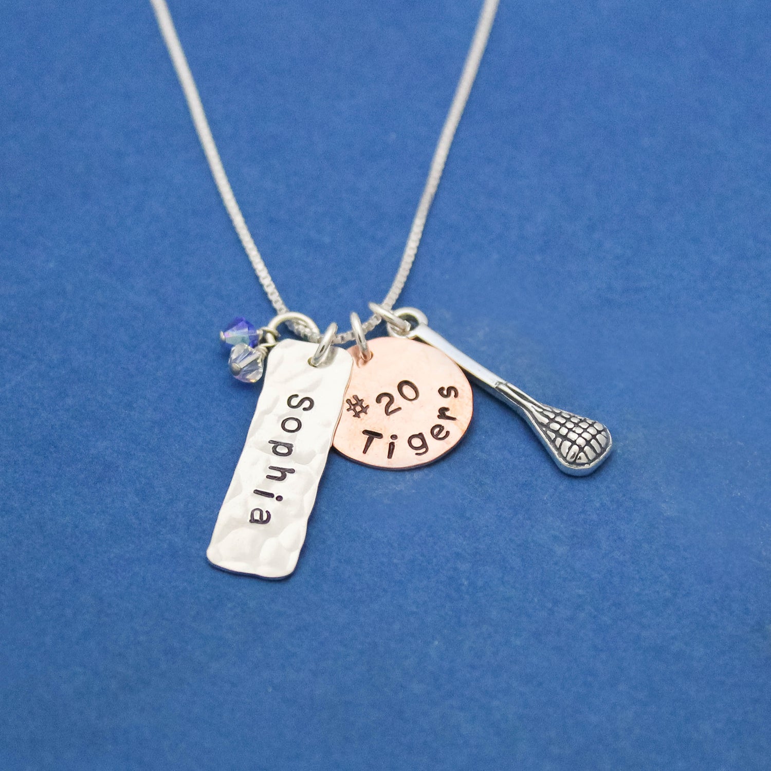 Team Necklace Volleyball, Field Hockey, Lacrosse, Softball Dog Tags Hand Stamped Personalized Hand Stamped Necklace