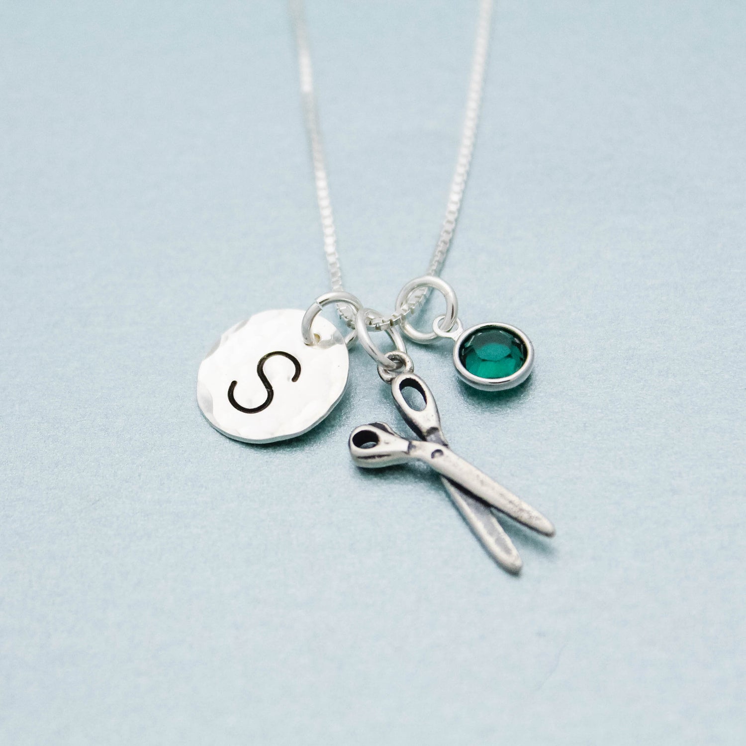 Hair Dresser Gift Personalized Hand Stamped Necklace Beauty Salon Scissors Charm