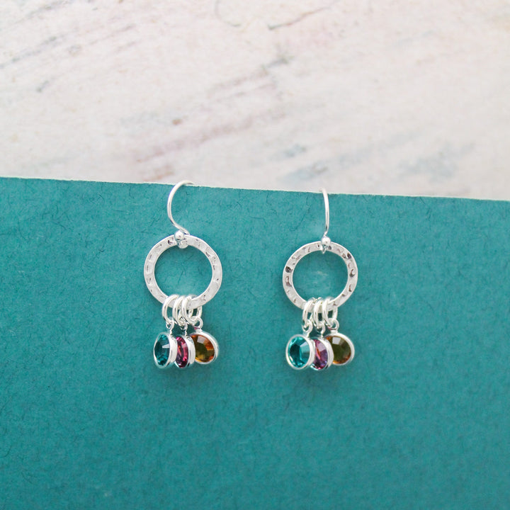 Birthstone Ring Earrings, Mom Jewelry, Grandmother Gift, Birthstone Earring Jewelry, Mother Earrings, Sterling Silver Birthstone Birthday