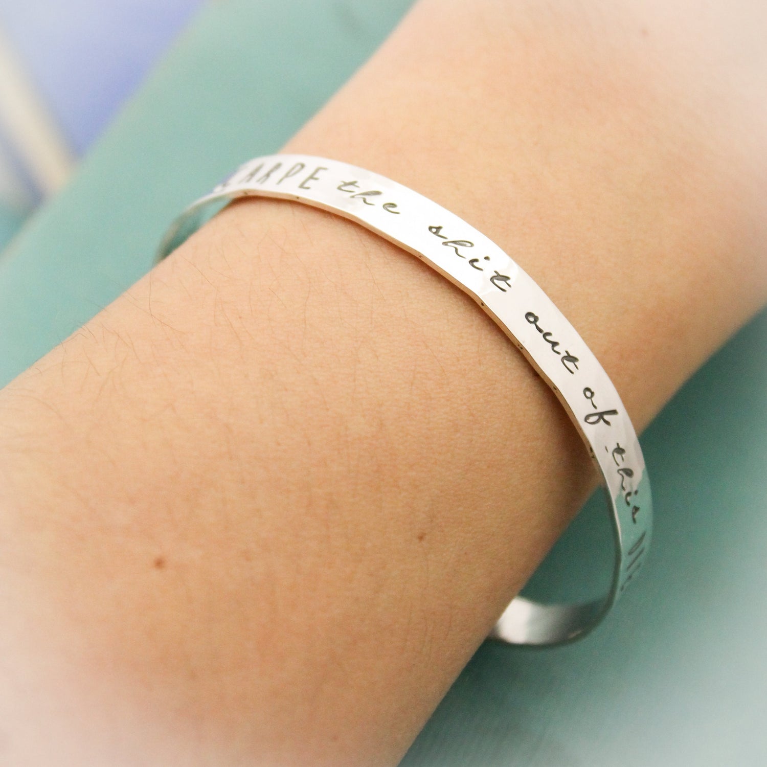 Carpe the shit out of this Diem Cuff Bracelet, Sterling Silver Cuff Bangle, Personalized Hand Stamped Cuff Bangle Bracelet, Inspirational