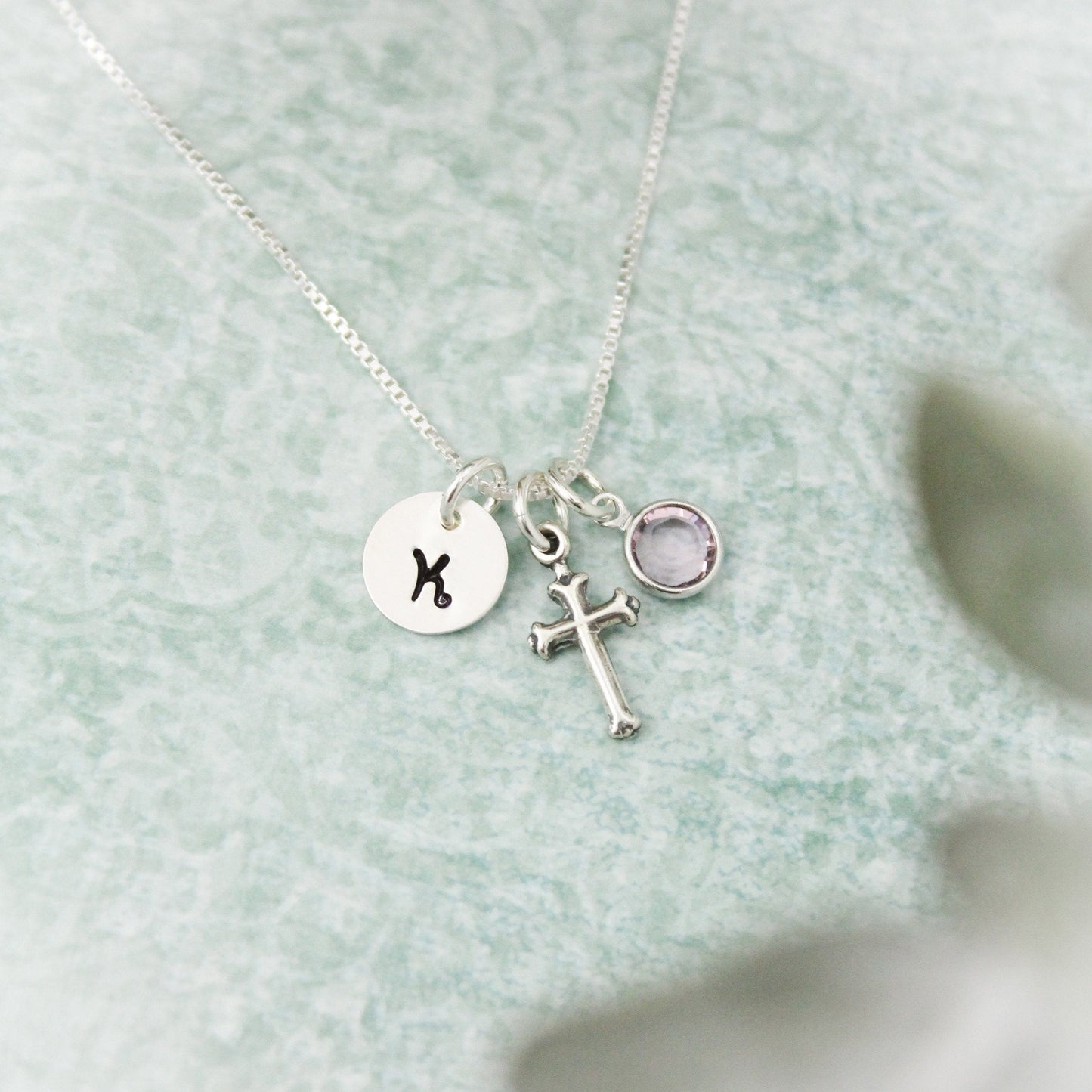 Cross Charm Necklace, Confirmation Cross Necklace, First Communion Cross Necklace, Personalized Hand Stamped Jewelry