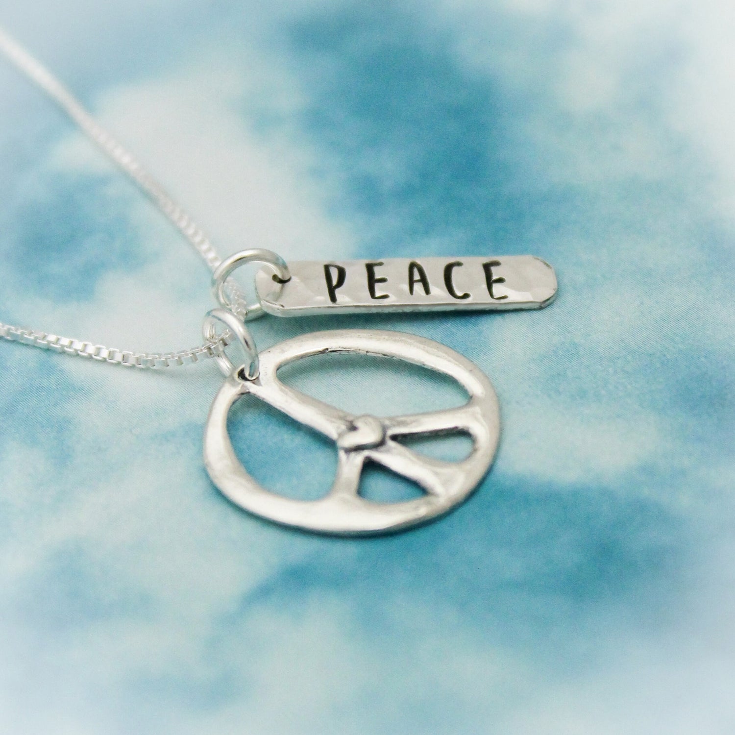 Peace Heart Necklace, Sterling Silver Peace + Love Necklace, Peace Sign Gift, Peace Love Jewelry, Birthday Jewelry Set, Peace Necklace Gift