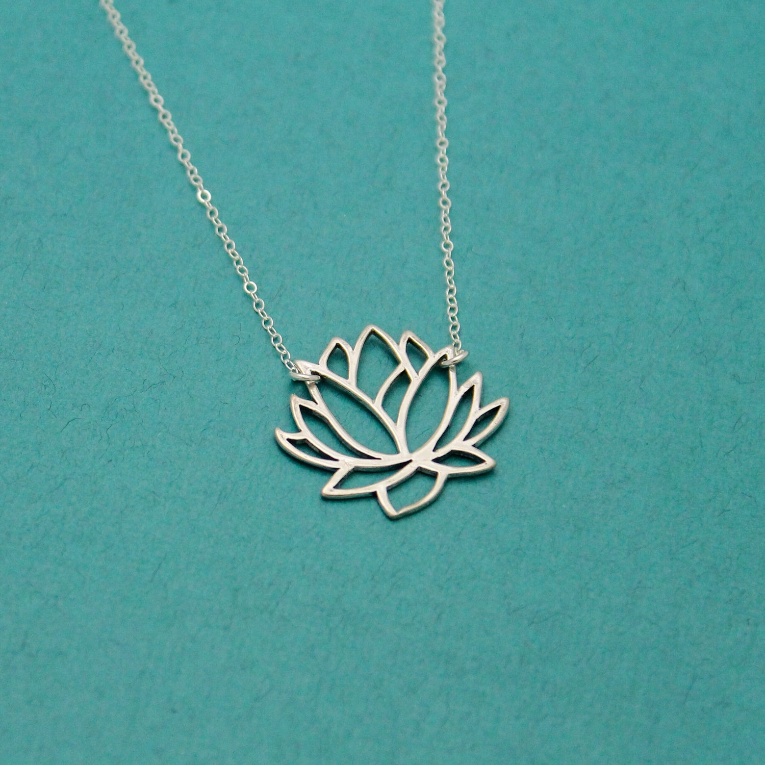 Sterling Silver LOTUS Necklace, Lotus Flower Necklace, Flower Bar Necklace, Lotus Bar Necklace, Yoga Boho Jewelry, Hand Stamped Jewelry