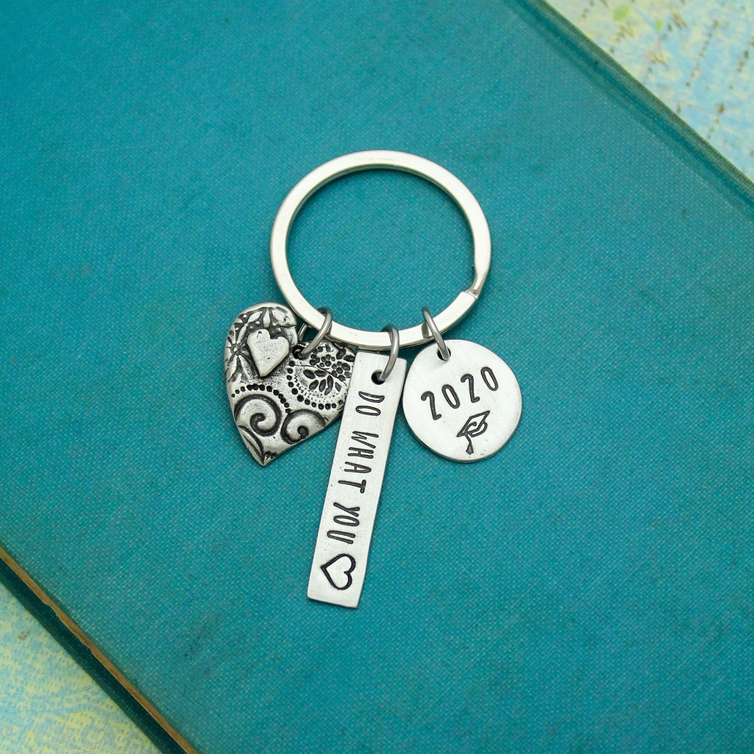 Do What You Love Keychain, Personalized Grad Keychain, Graduation Gifts, Heart Love Keychain, Graduate Gift, Cute + Funky Grad Key Chain