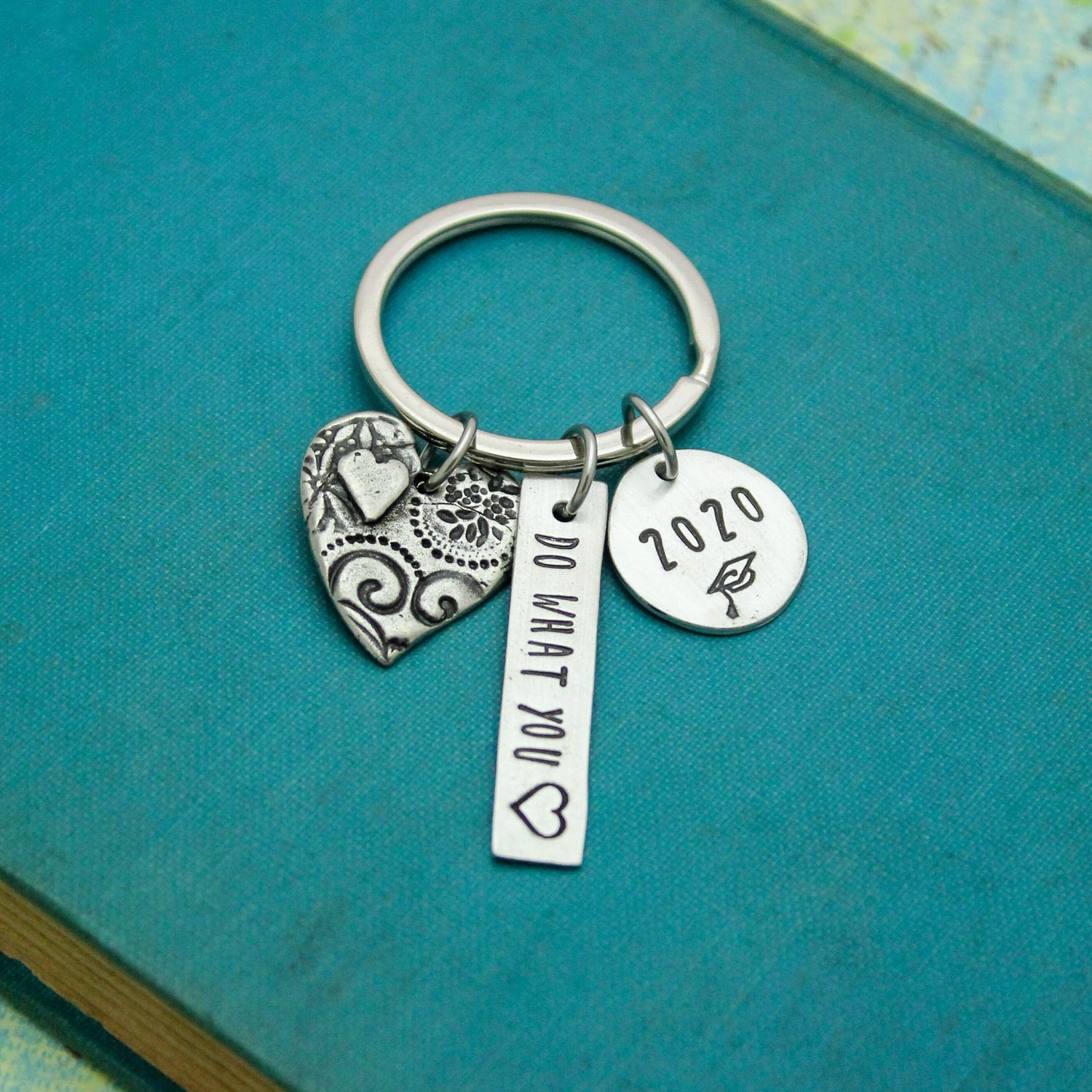 Do What You Love Keychain, Personalized Grad Keychain, Graduation Gifts, Heart Love Keychain, Graduate Gift, Cute + Funky Grad Key Chain