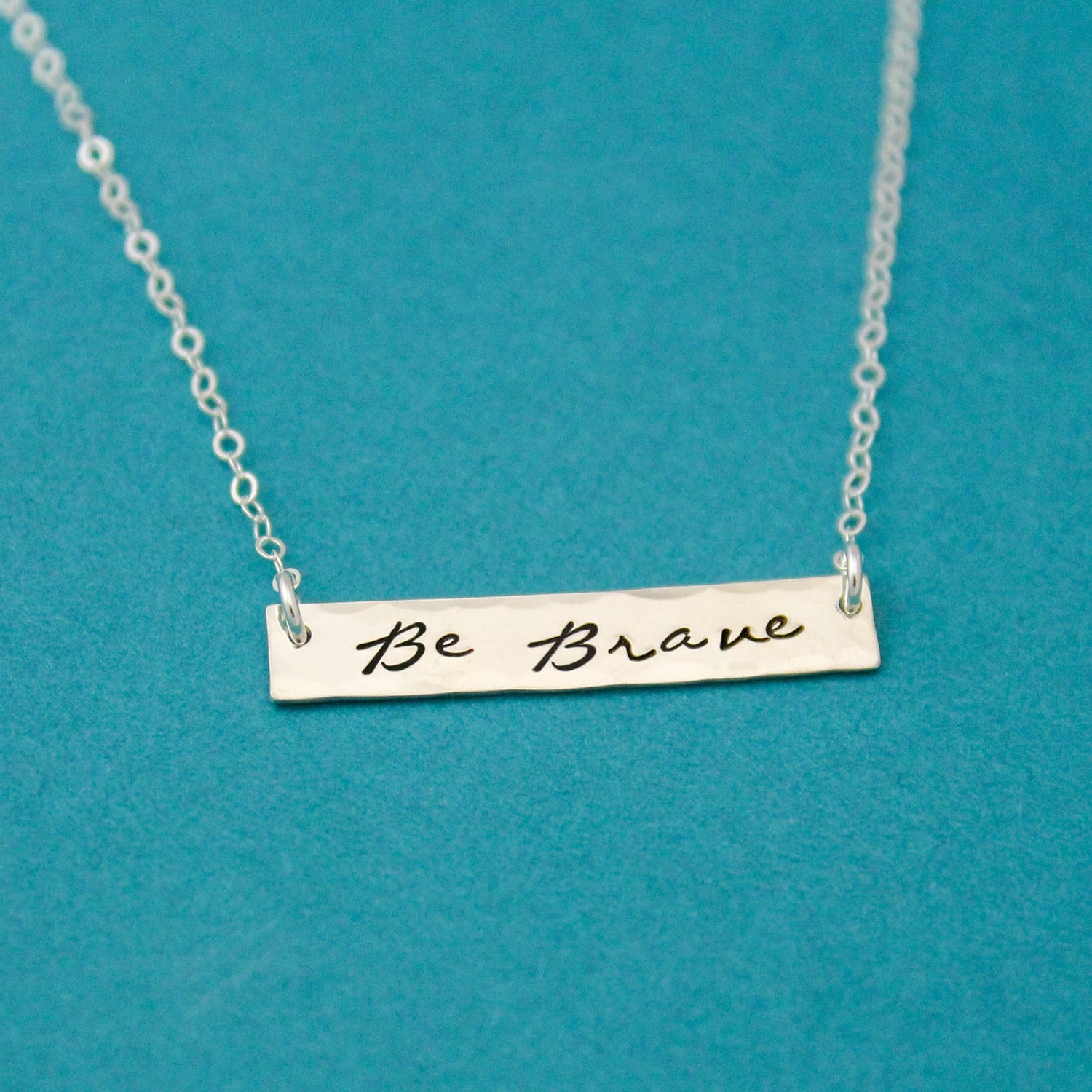 Sterling Silver Be Brave Bar Necklace, Be Brave Necklace, Personalized Bar Necklace, Silver Bar Necklace, Unique Hand Stamped Jewelry