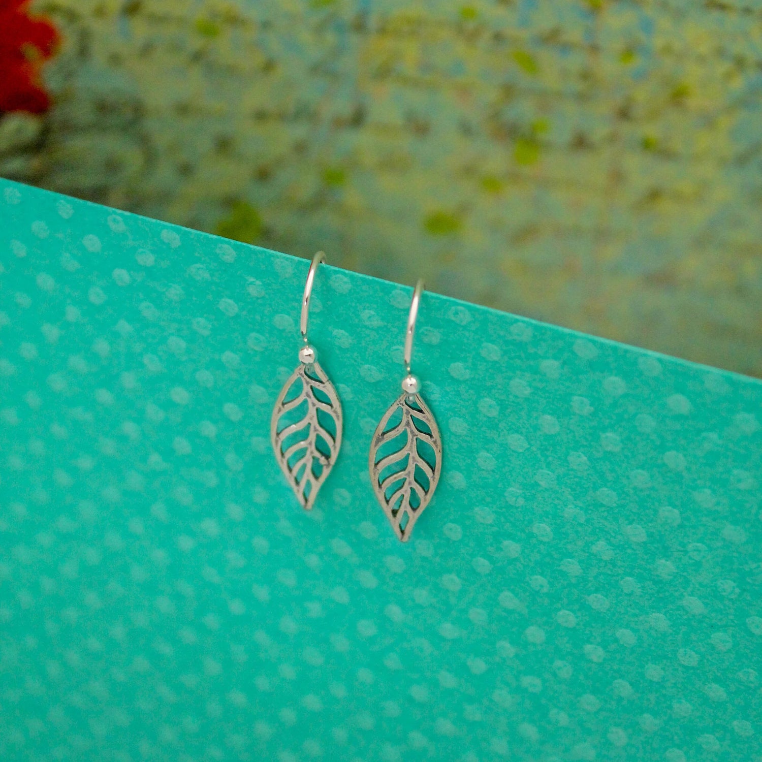 Leaf Charm Earrings, Botanical Leaf Earrings, Sterling Silver Earrings, Leaf Drop Earrings, Gifts for Her, Birthday Gift, Cute Silver Leaves