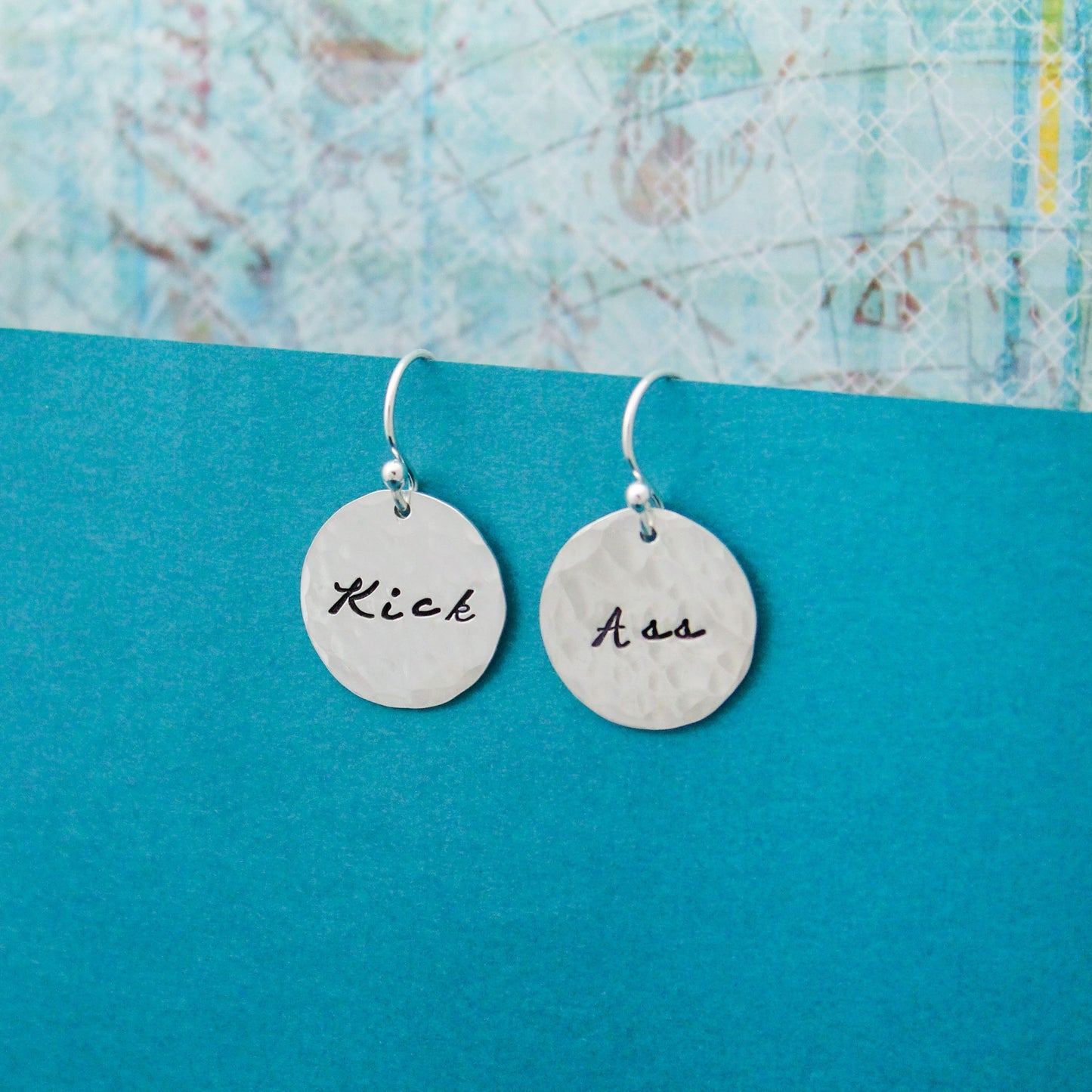Kick Ass Earrings in Sterling Silver, Motivational Inspirational Jewelry, Gift for Her, Curse Word Jewelry, Kick Ass Gift, Punk Rock Jewelry