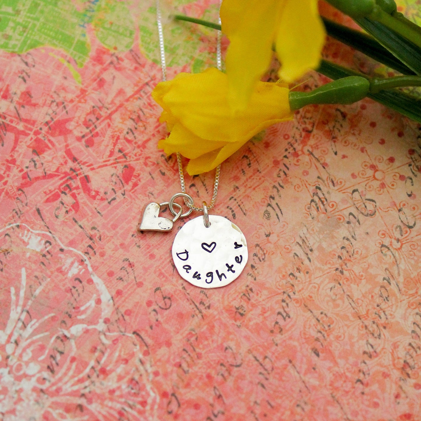 Daughter Necklace, Daughter Necklace Gift, Tiny Sterling Silver Daughter Personalized Hand Stamped Jewelry, Gift for Daughters, Grad Gift