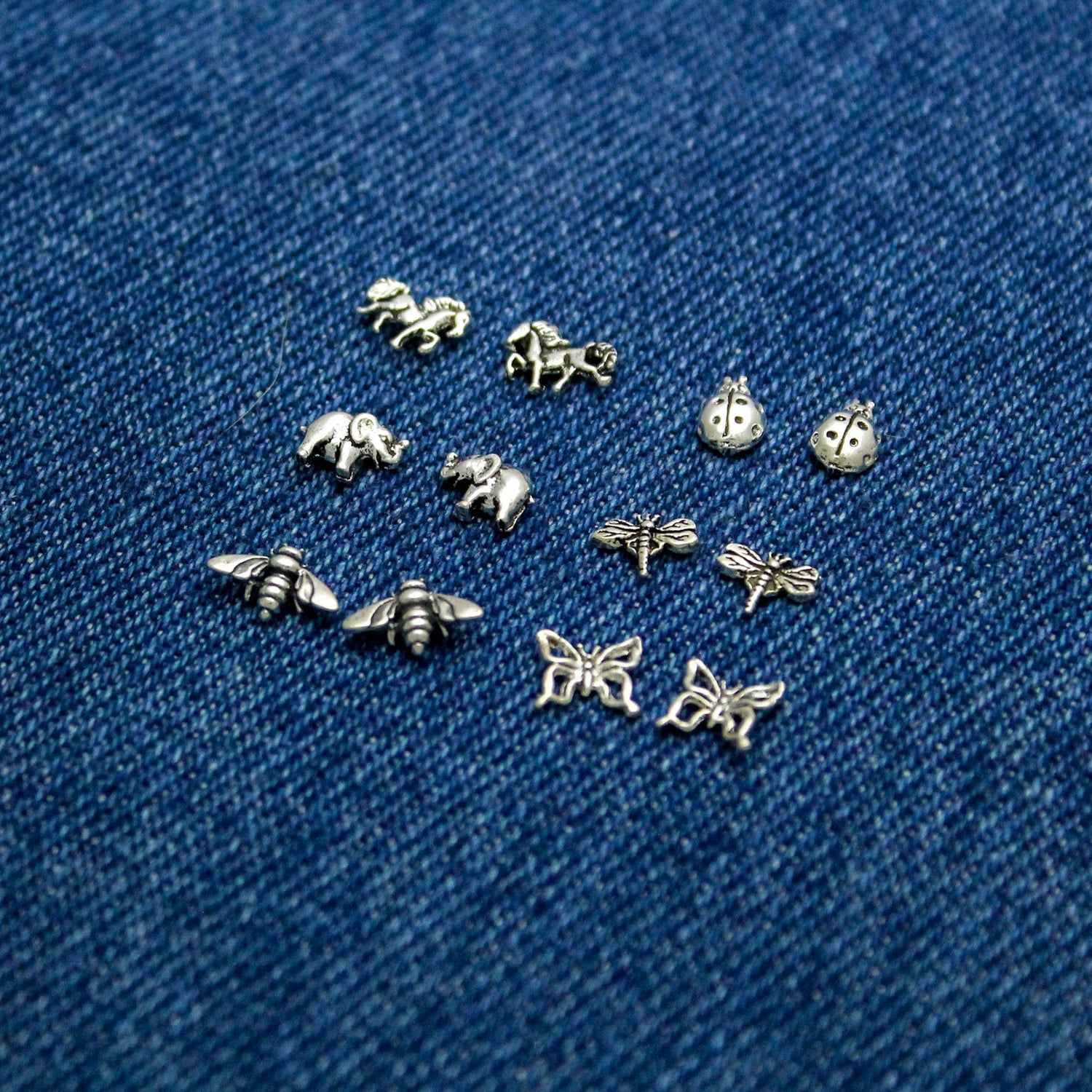 Cute Animal & Insect Studs in Sterling Silver Bumblebee, Lady Bugs, Butterfly, Horses, Elephants and Dragonfly, Minimalist Stud Earrings