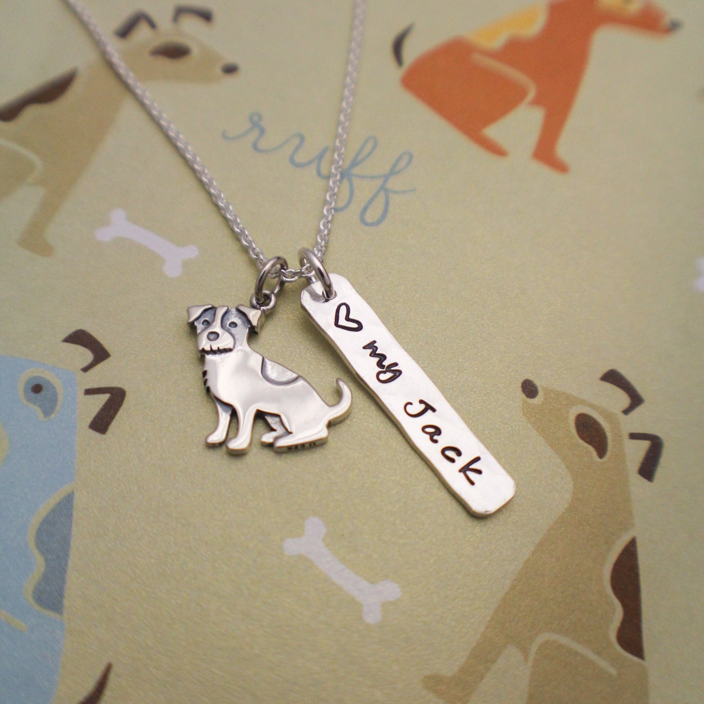 LOVE my Jack Necklace, Sterling Silver Dog Necklace, Jack Russell Lover Gift, New Pet Gift, Jack Russell Terrier Jewelry, Jack Necklace