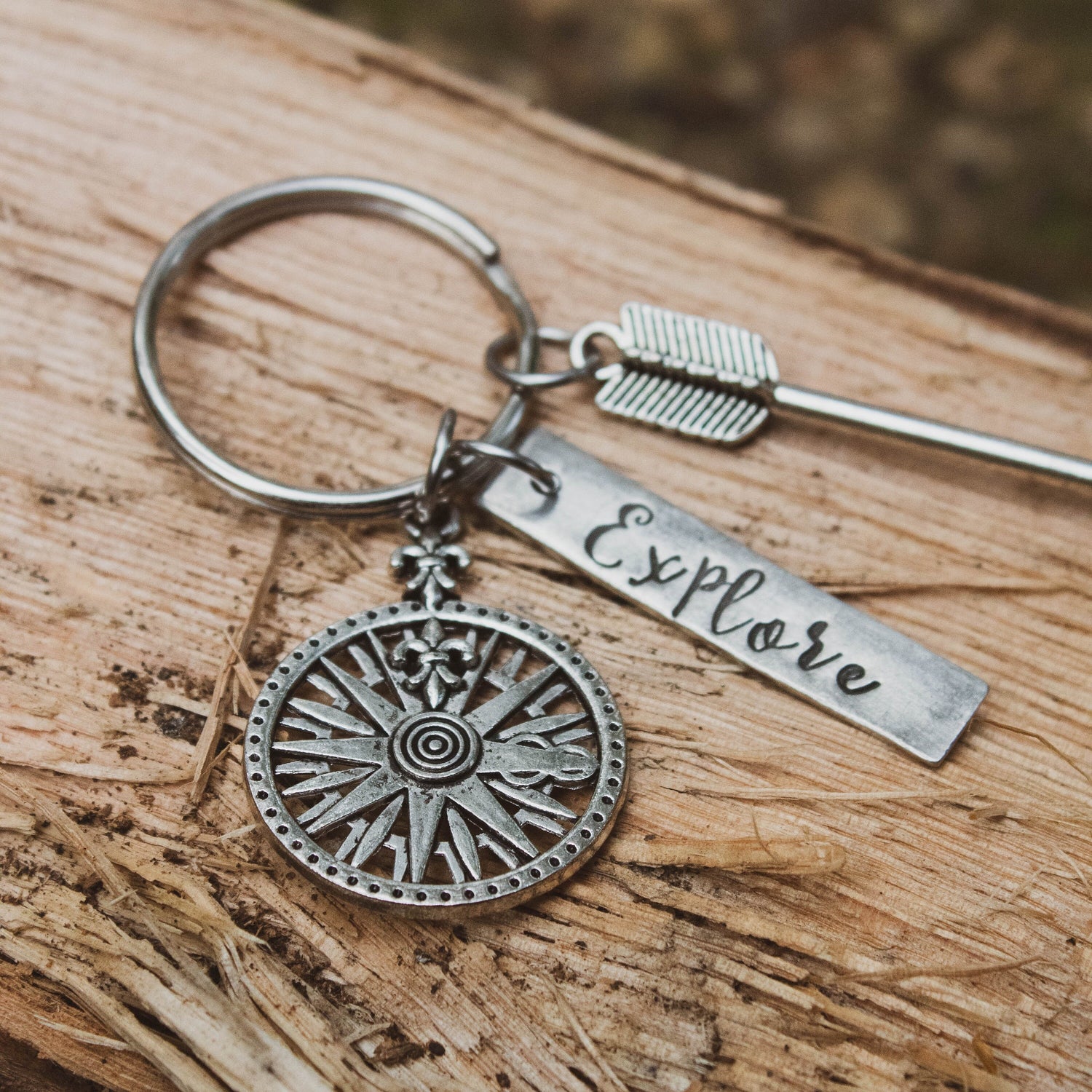 Explore Arrow Key Chain, Adventuring Keychain, Hiker Gift, Outdoorsy Gift, Gifts for Her, Gifts for Him, Happy Camper Keychain, Explore