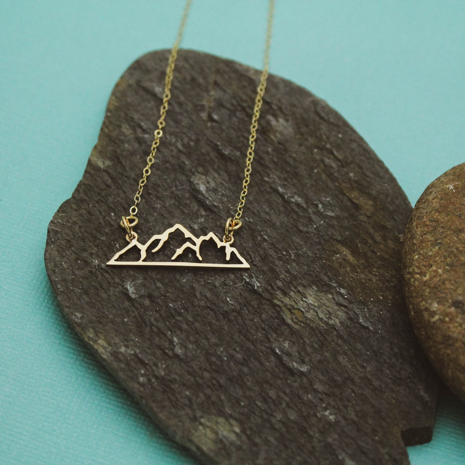 Mountain Necklace Sterling Silver or Gold, Horizontal Bar Necklace, Mountain Range Jewelry, Adventure Jewelry, Mountain Jewelry, Golden
