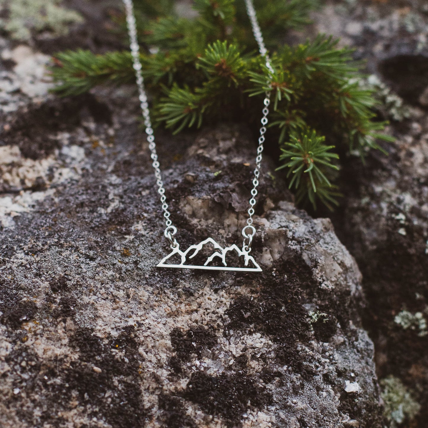 Mountain Necklace Sterling Silver or Gold, Horizontal Bar Necklace, Mountain Range Jewelry, Adventure Jewelry, Mountain Jewelry, Golden