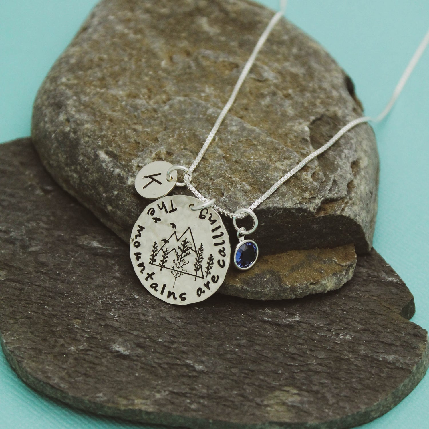 The Mountains Are Calling Necklace, Adventure Jewelry, Mountain Necklace, Outdoors Hiking Climbing Hand Stamped Jewelry, Graduation Jewelry