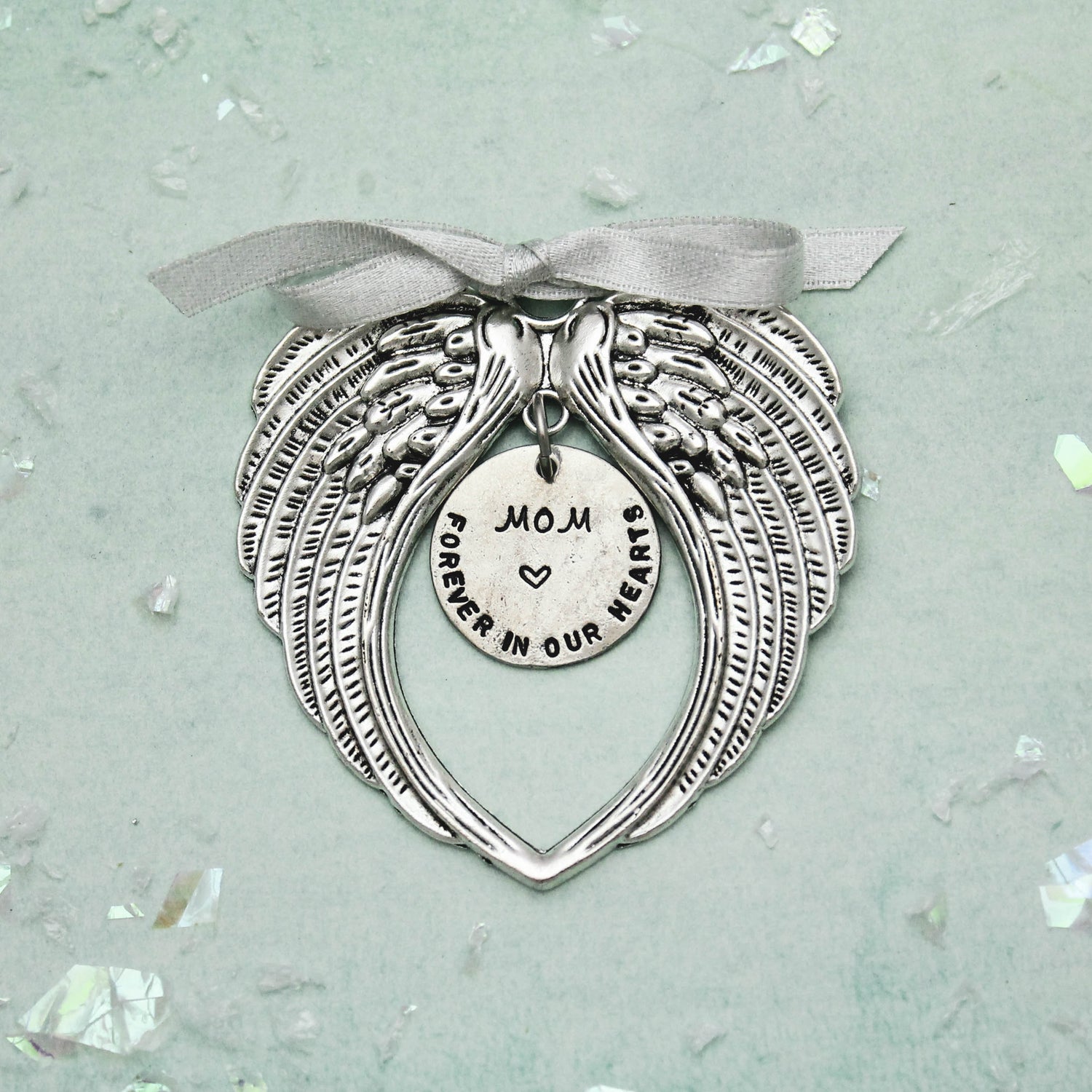 Personalized Memorial Christmas Ornament, In Memory Ornament, Remembrance Ornament Gift, Angel Wing Christmas Ornament, Hand Stamped