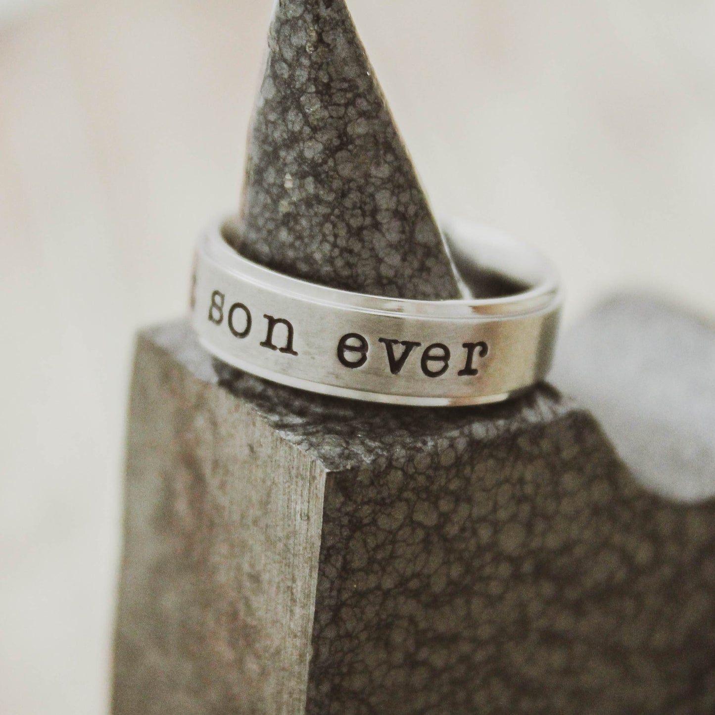 Best SON Ever Personalized Ring, Customized Silver Ring, Gift for Son, Hand Stamped Stainless Steel Name Ring, Shiny Silver Custom Ring