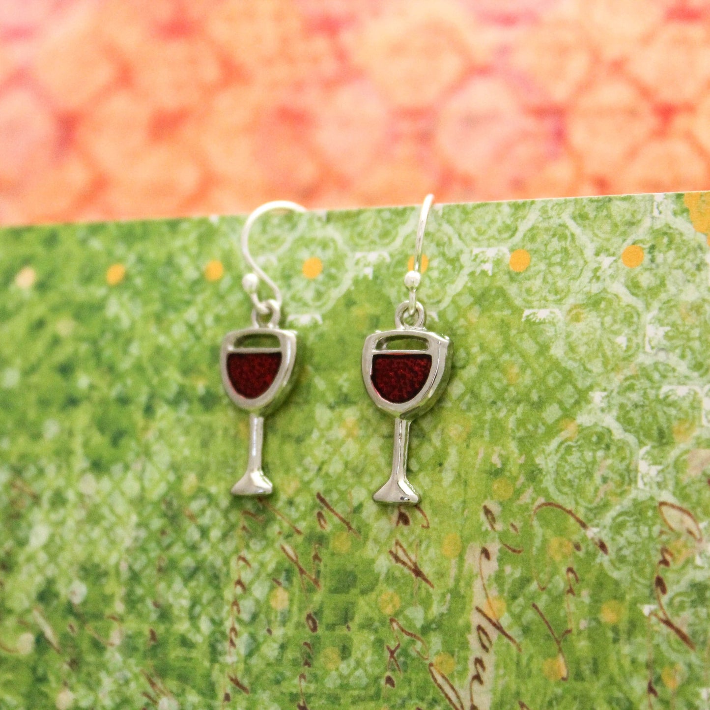 Cute Red Wine Earrings, Silver Wine Glass Earrings, Wine Lover Jewelry, Red Wine Earrings, Silver Festive Holiday Wine Jewelry, Gift for Her