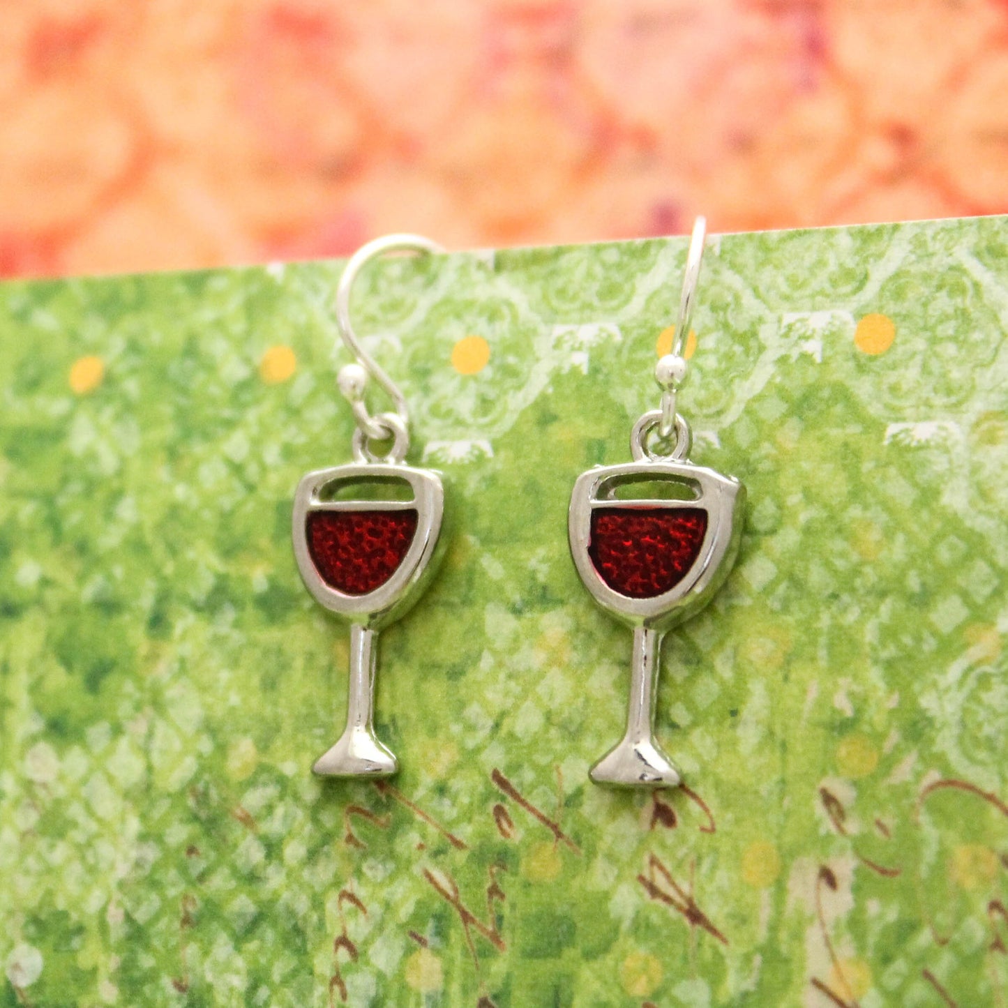 Cute Red Wine Earrings, Silver Wine Glass Earrings, Wine Lover Jewelry, Red Wine Earrings, Silver Festive Holiday Wine Jewelry, Gift for Her