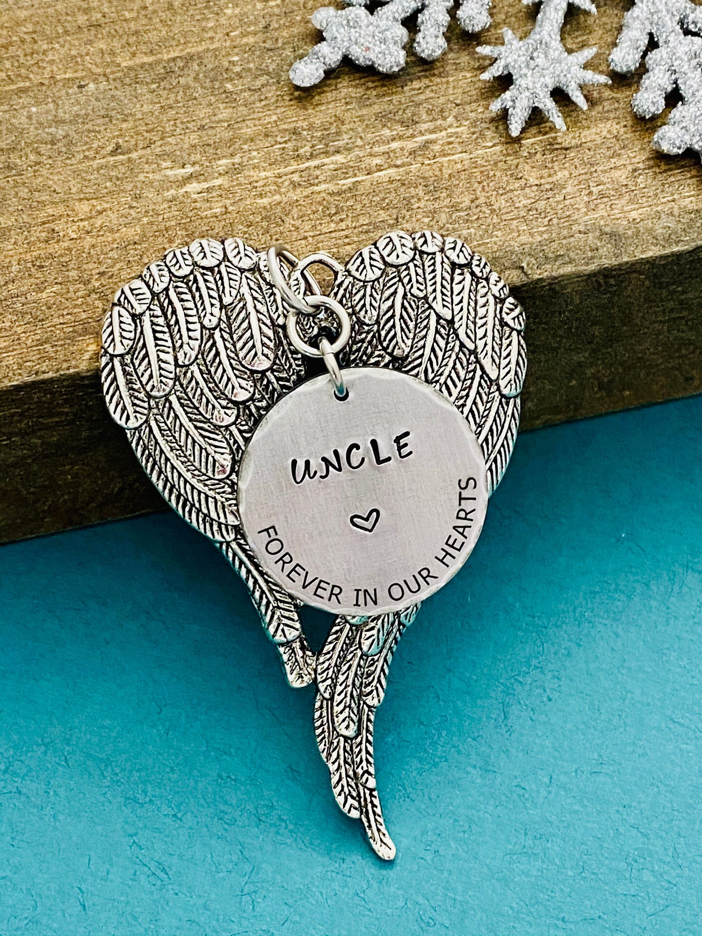 Personalized Memorial Christmas Ornament, In Memory Ornament, Remembrance Ornament Gift, Angel Wing Christmas Ornament, Hand Stamped