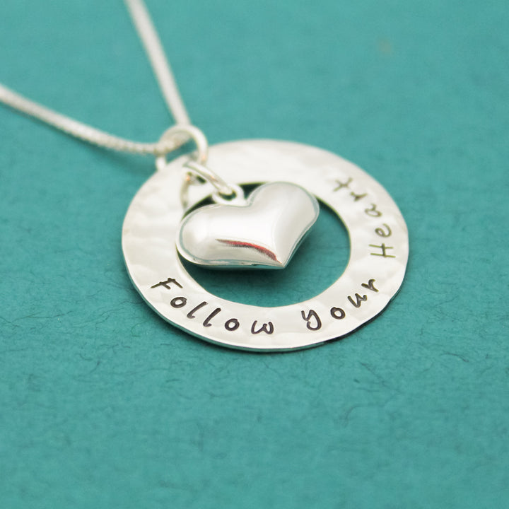 Follow Your Heart Necklace, Follow Your Heart Gift, Graduation Gift, Valentine's Day Gift, Gifts for Her, Heart Jewelry, Grad Gift for Her